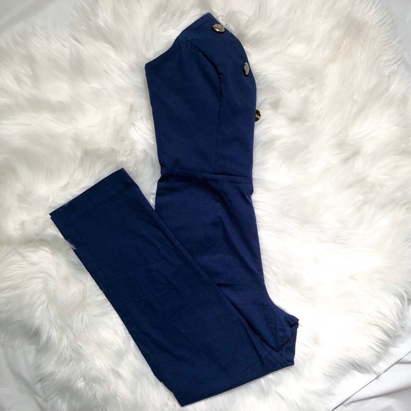 ASOS NAVY BANDEAU MILITARY JUMPSUIT - Picture 6 of 8